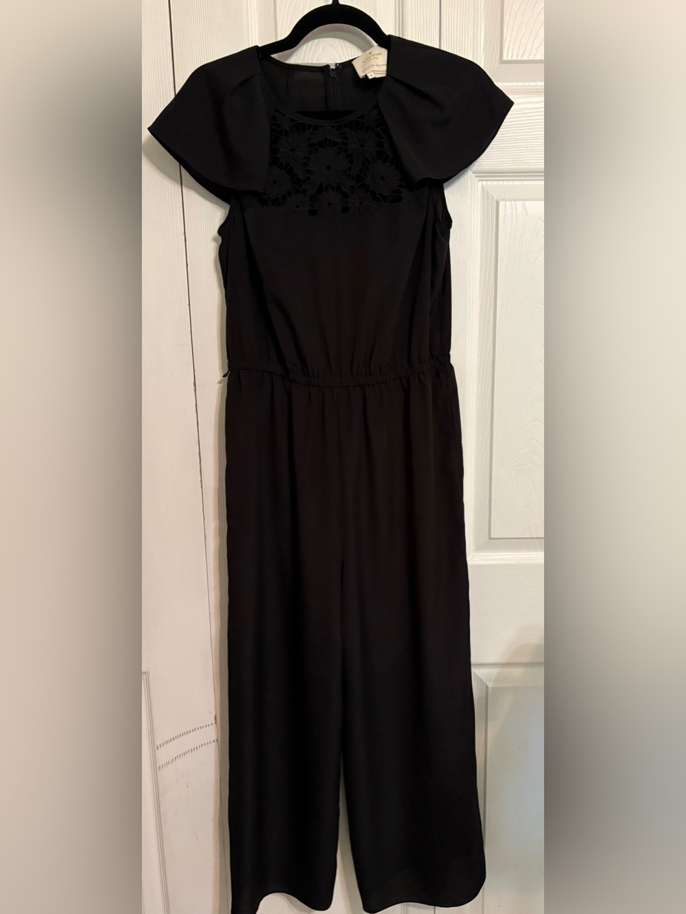 Kate Spade New York Women's Black Lace Yoke Jumpsuit Medium M 8 10
